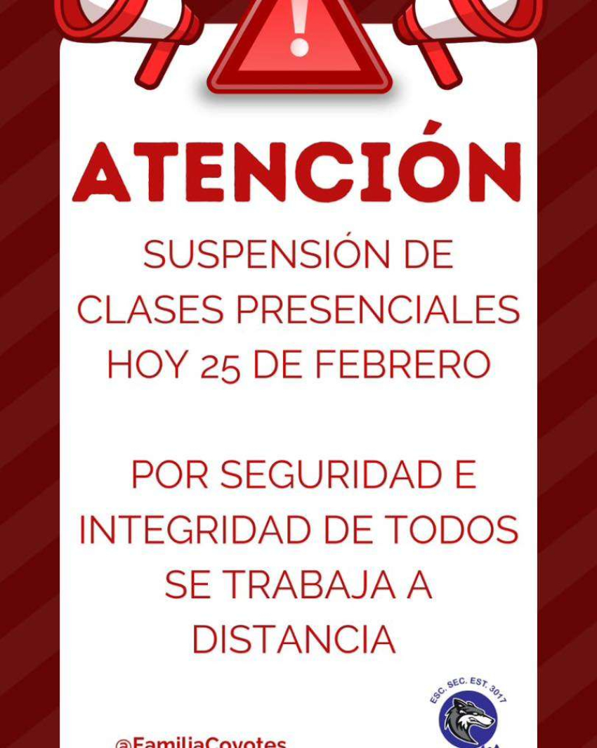 Por inseguridad suspenden clases escuelas en Aldama