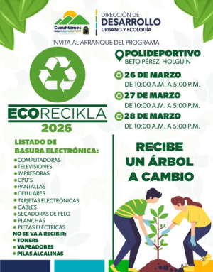 Invitan a recoger basura electr&oacute;nica el 26 al 28 del mes