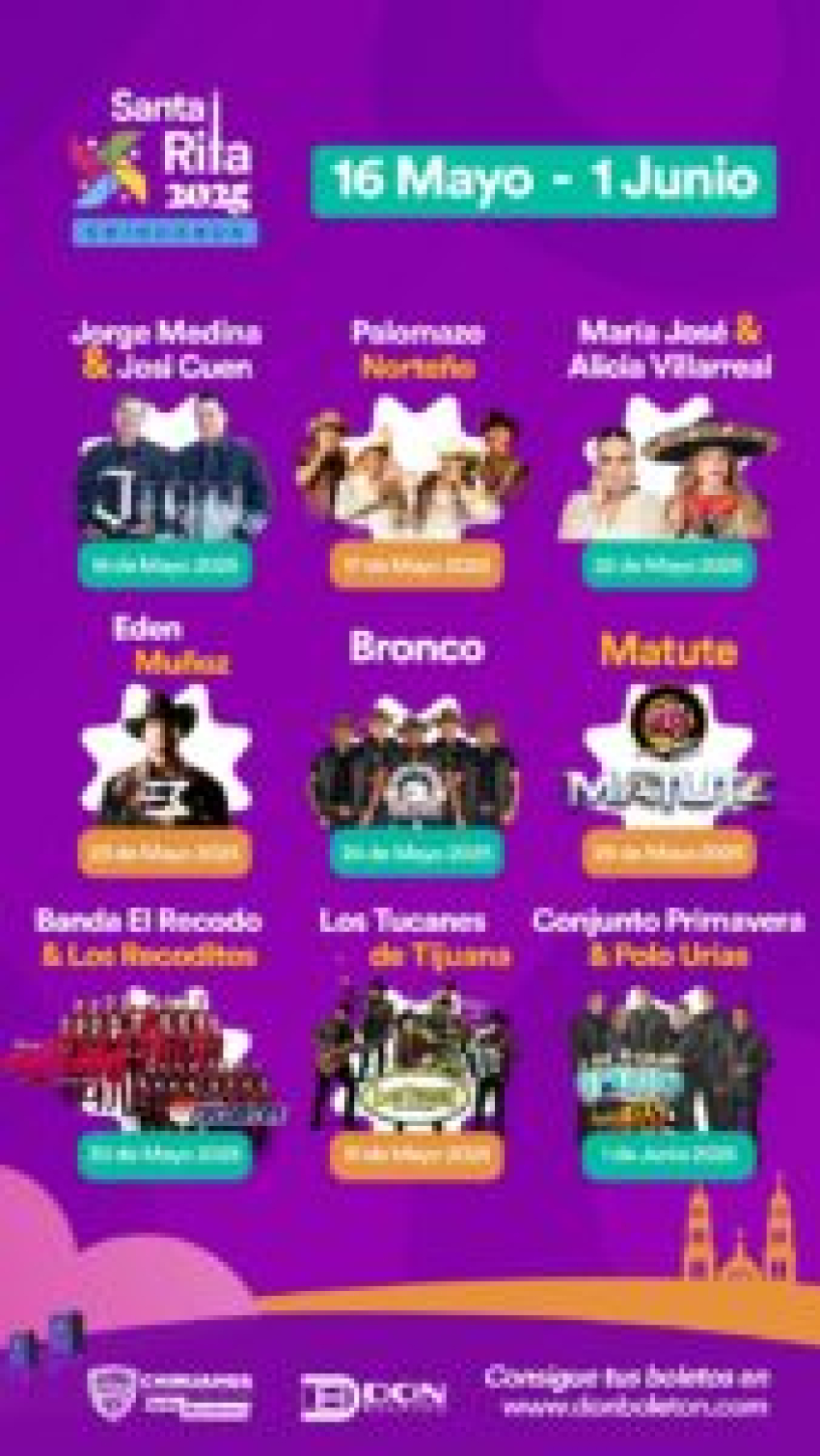 Cartelera oficial del Palenque de la Feria Santa Rita 2025