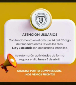 Suspender&aacute; Poder Judicial actividades por d&iacute;as de asueto