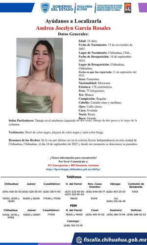 Desaparece Andrea Jocelyn en Chihuahua