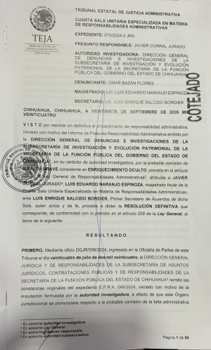 Condena el TEJA a Javier Corral por enriquecimiento oculto